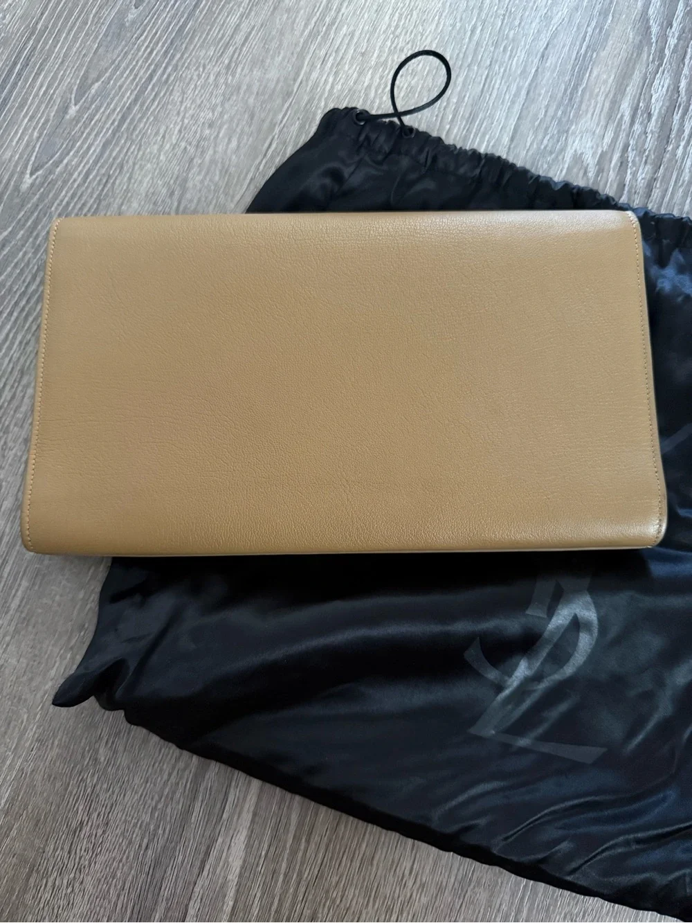 Yves Saint Laurent Camel Leather Embossed YSL Clutch - Picture 2 of 9